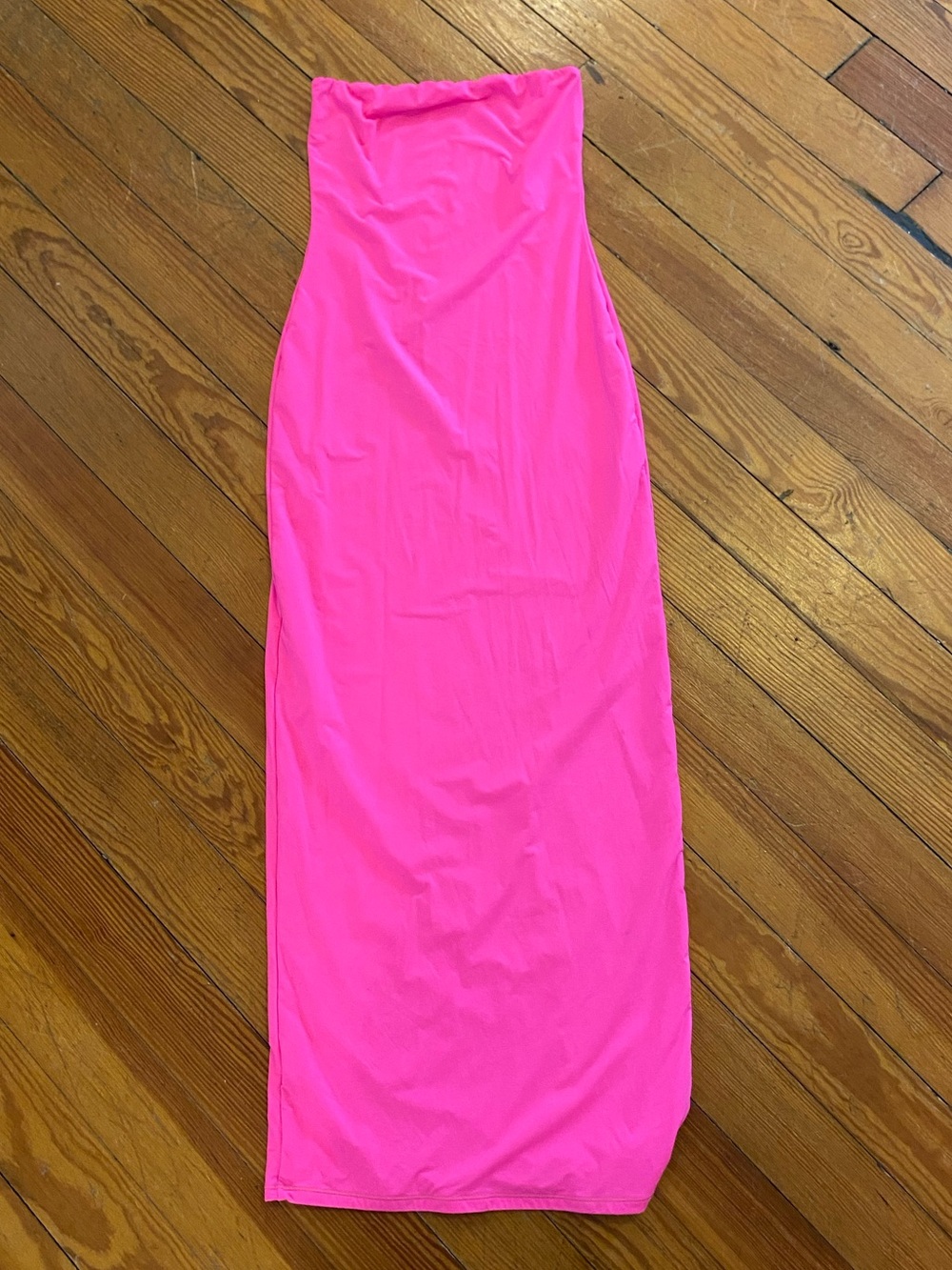 SKIMS Neon Hot Pink Strapless Tube Maxi Dress Bodycon M